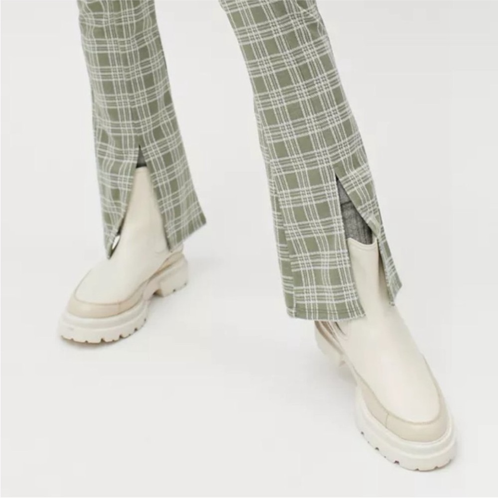 Urban Outfitters Urban Renewal Remnants Plaid Front Slit Olive Pants - Picture 3 of 11